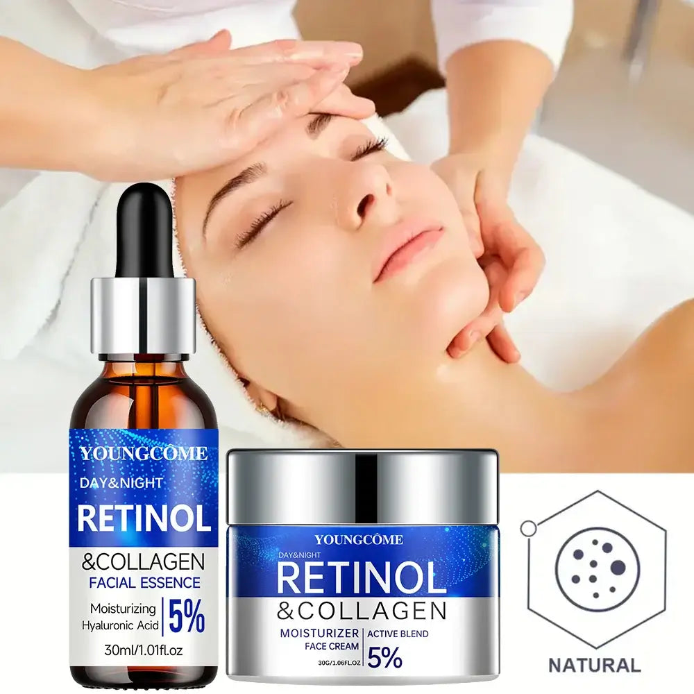 Retinol Cream Serum Duo | Smooth Wrinkles & Restore Youthful Skin Glow, includes serum and moisturizer for radiant skin
