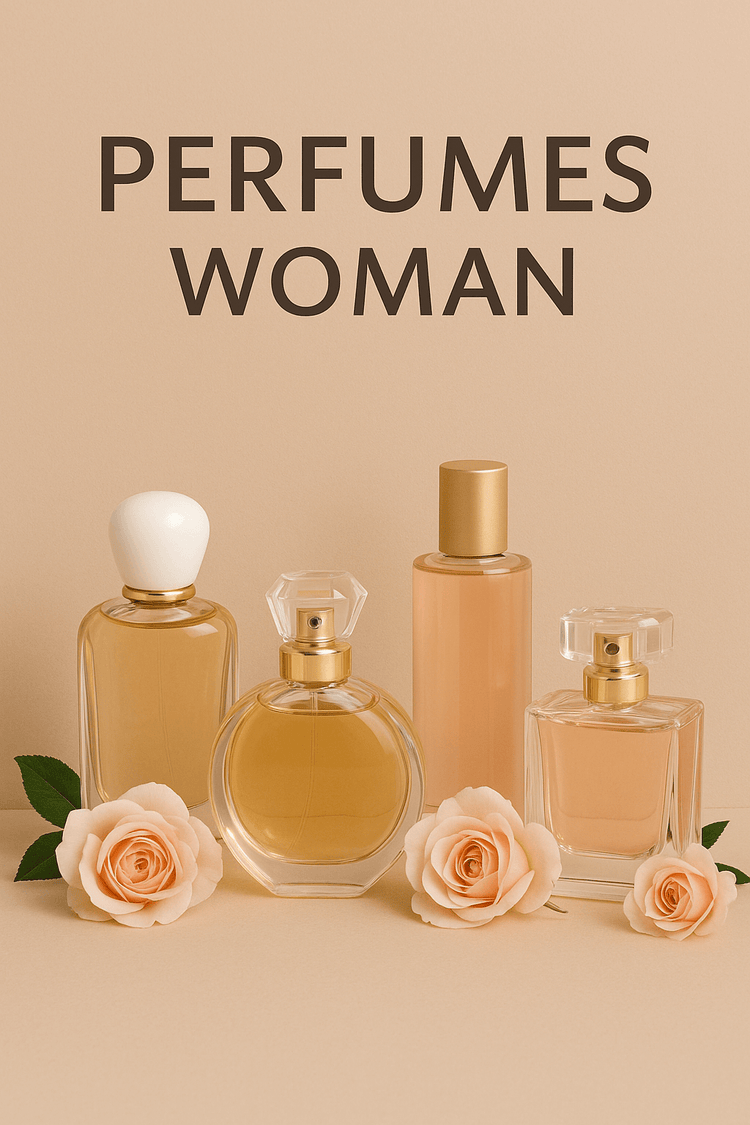 Collection of women's perfumes featured with elegant floral accents.